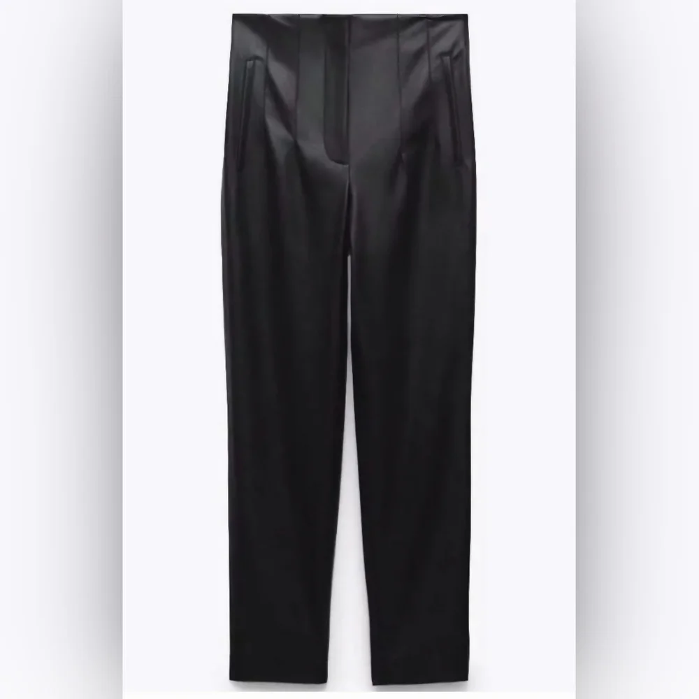 NWT Zara High-Rise Faux Leather Pants - Black - Size L - Picture 4 of 8